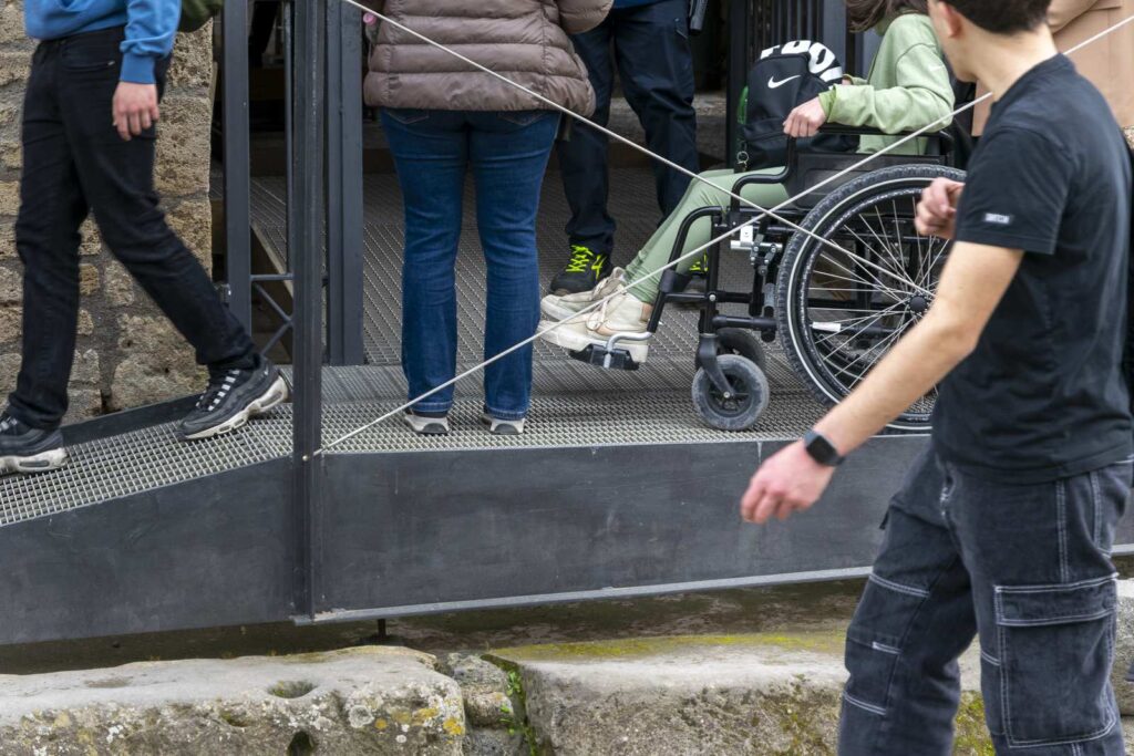 Access to Pompeii for people with disabilities via metal ramp