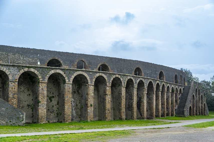 Exterior view of the Amphitheatre of Pompeii