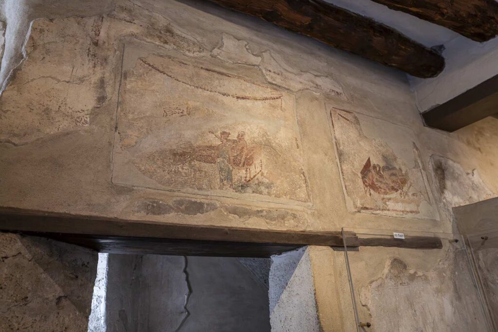 Chamber of the Lupanare of Pompeii with erotic fresco