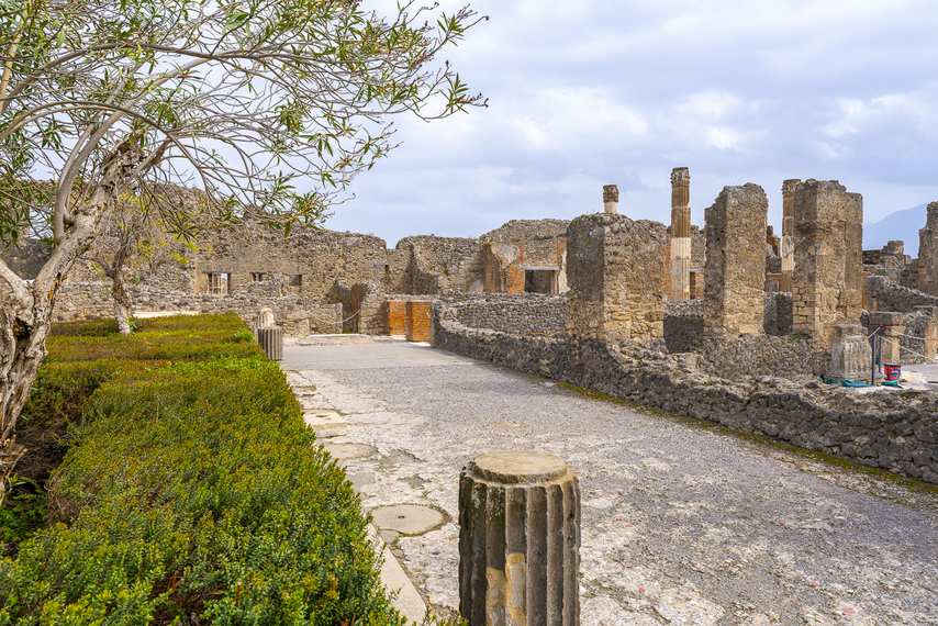 Road through the ruins of the House of the Faun in Pompeii